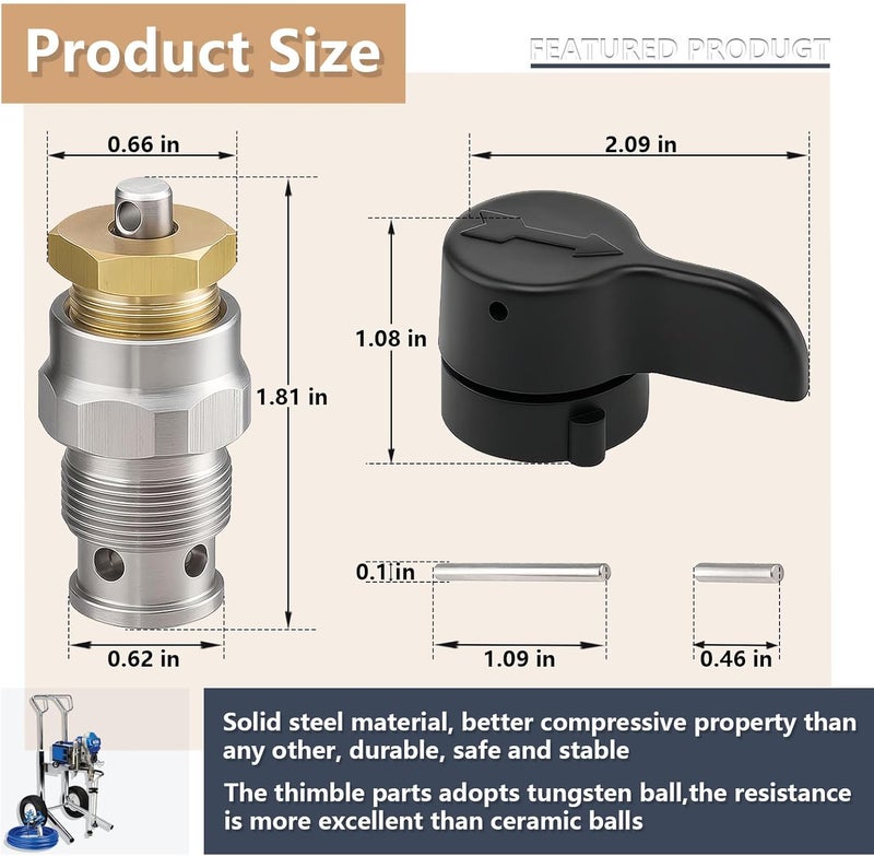 KUEDPEZ 235014 Prime Spray Valve and Drain Valve for Graco 390 395 490 495 595 3400, 210 230, with Tungsten Ball, Stainless Steel Replacement for Graco Airless Paint Sprayers (2 Pack) - Image 3